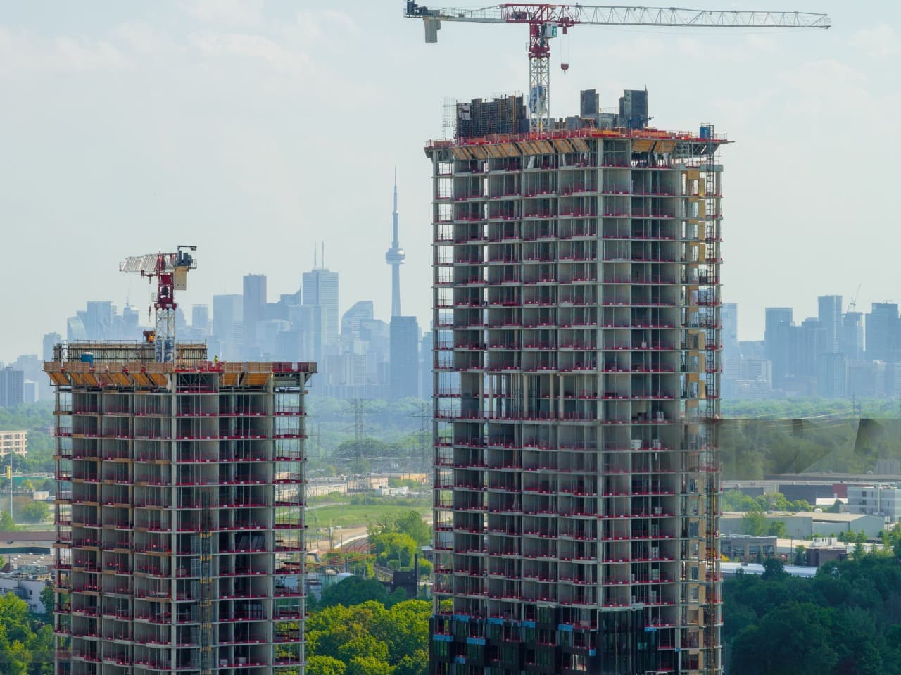 Apartment buildings under construction in Toronto