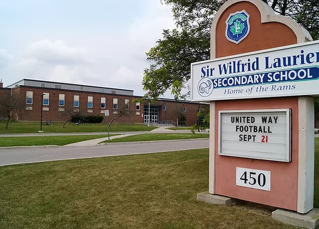 Exterior photo of Sir Wilfred Laurier Secondary School
