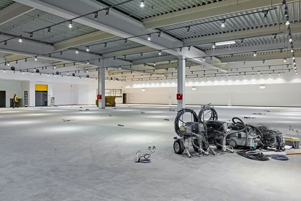 Institutional job site with painting equipment